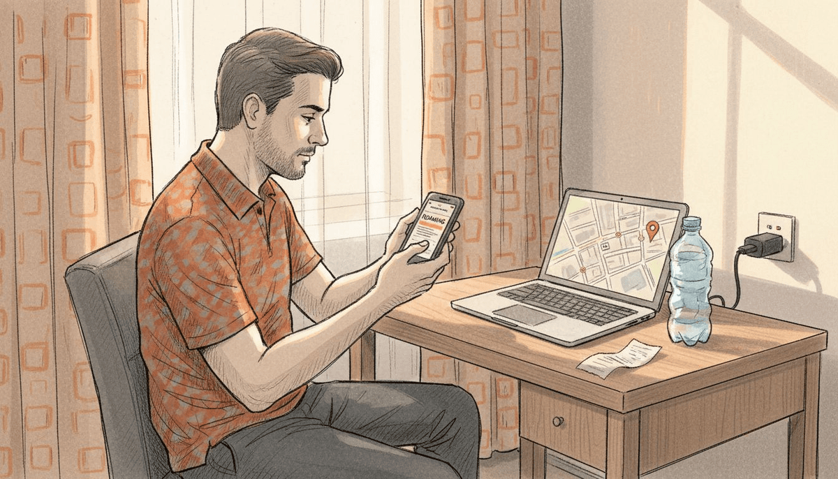 Configuring travel data profile in hotel room