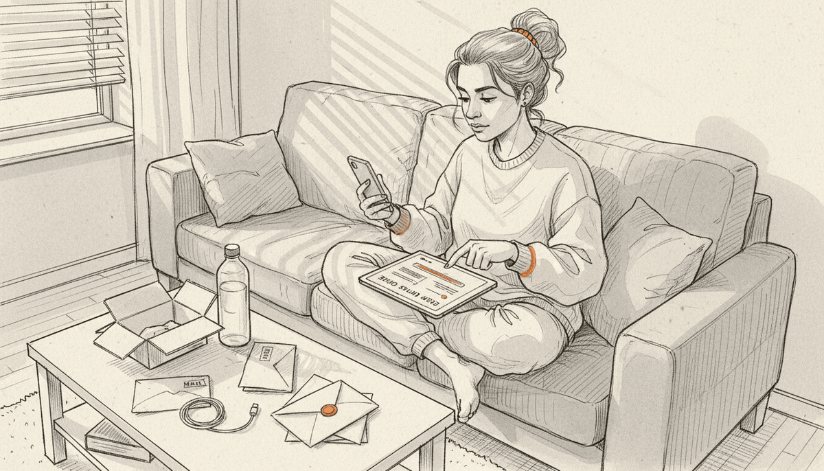 Person setting up eSIM at home