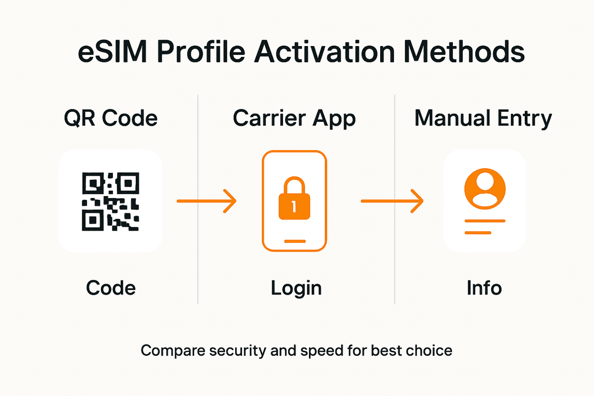 Infographic visualizing eSIM activation methods
