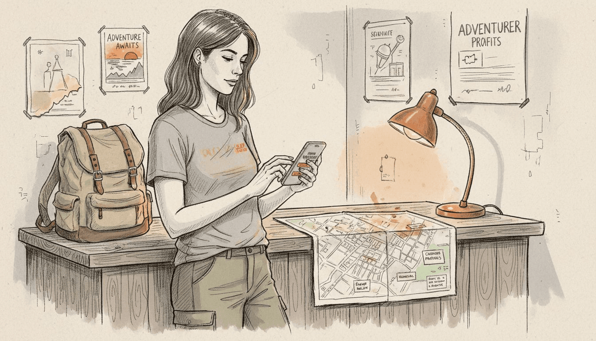 Traveler swapping mobile carrier at hostel desk