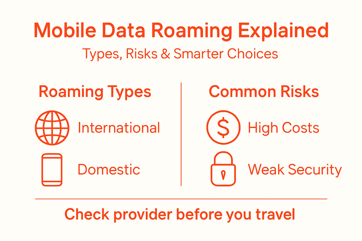 Infographic of mobile data roaming risks and types