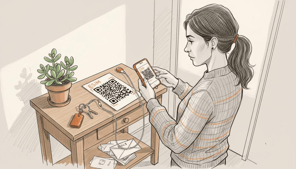 User scanning eSIM QR code with phone