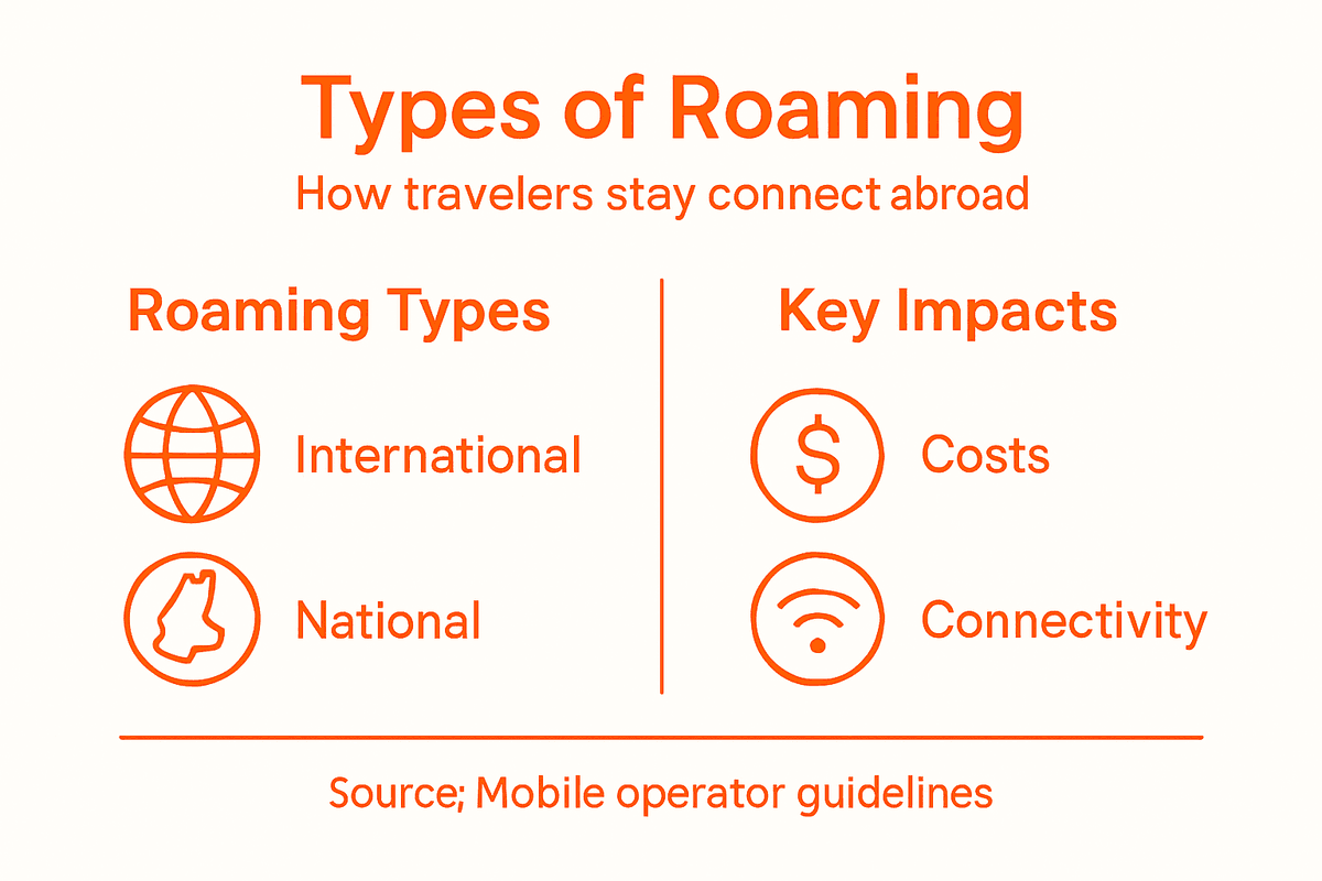Infographic shows types of roaming and traveler impacts