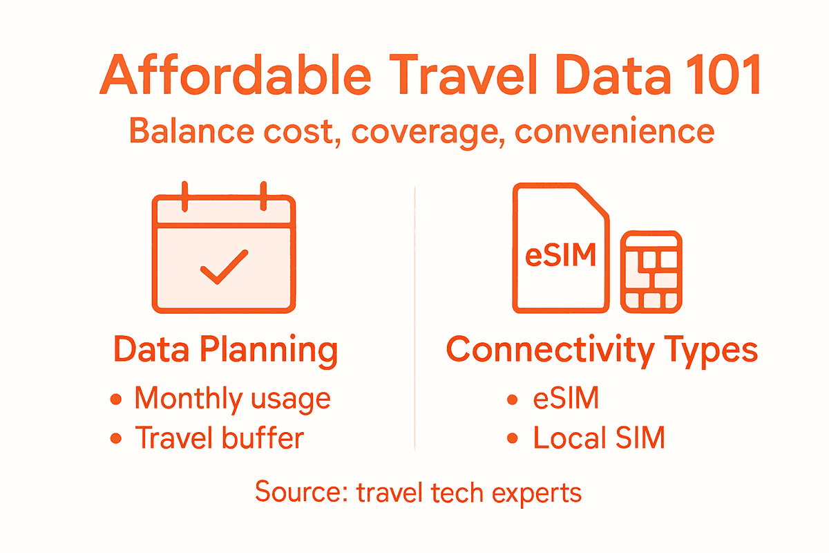Infographic with travel data plan essentials