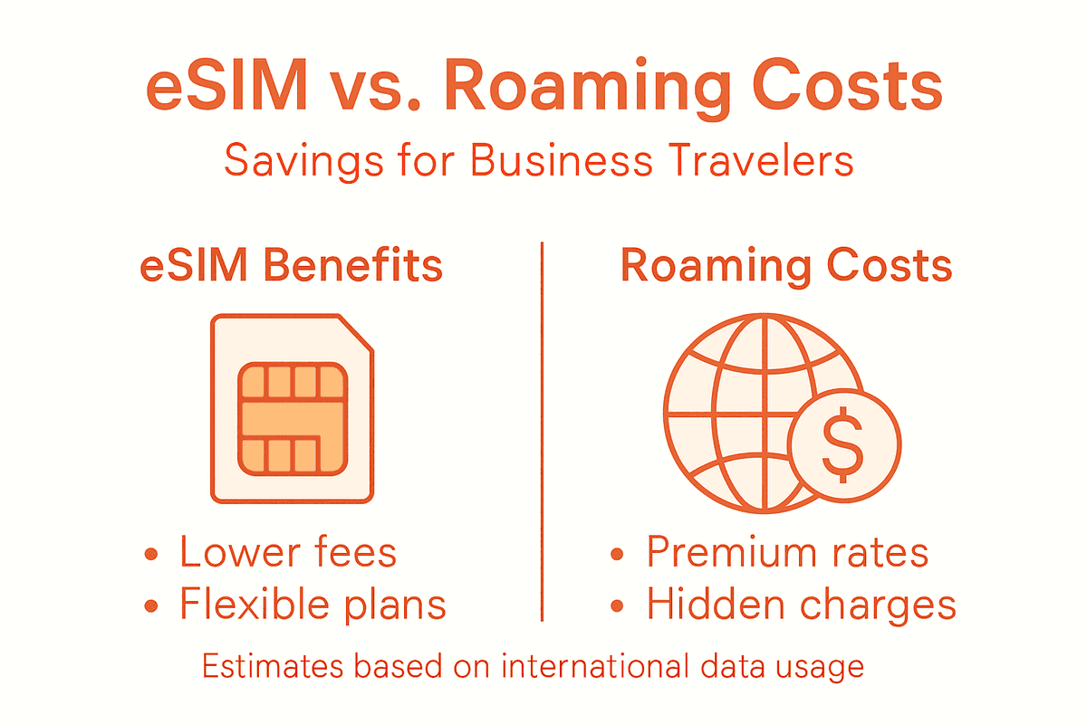 Infographic comparing eSIM savings to roaming