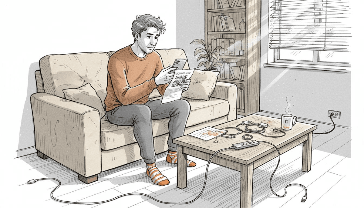 Person activating global data plan at home