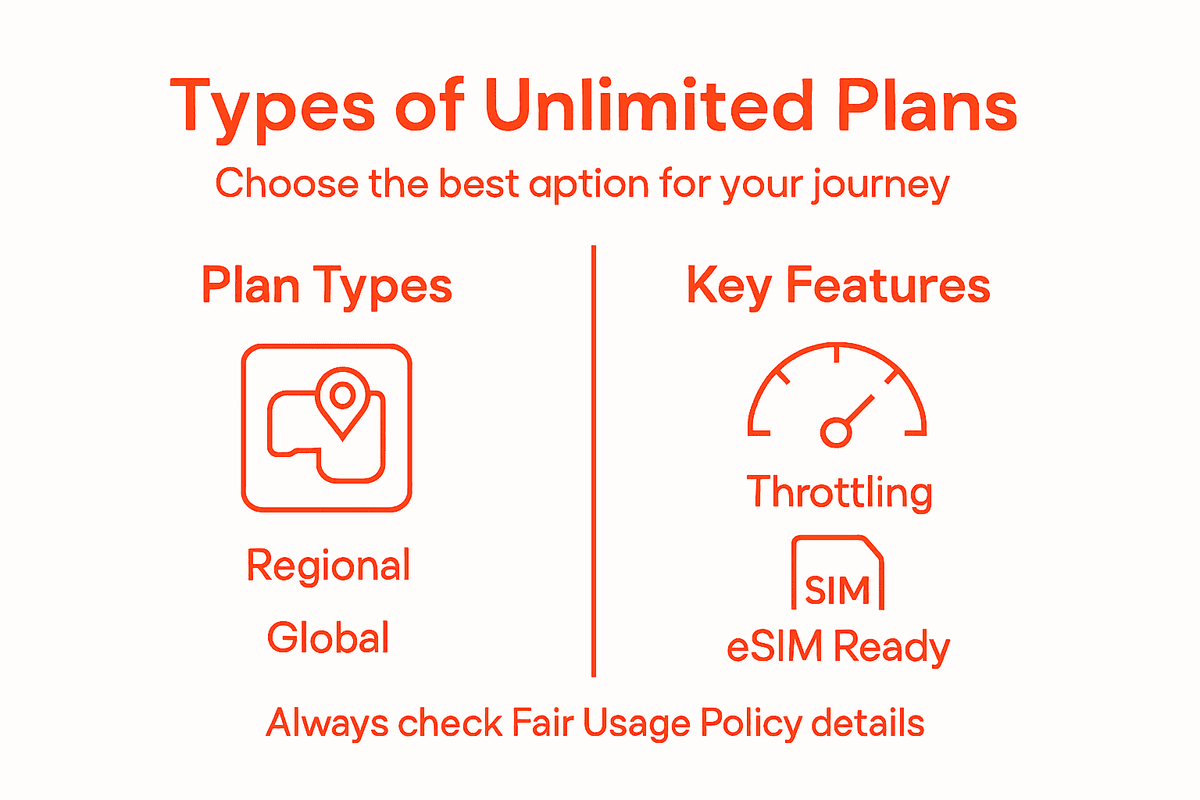 Infographic showing types and features of unlimited plans
