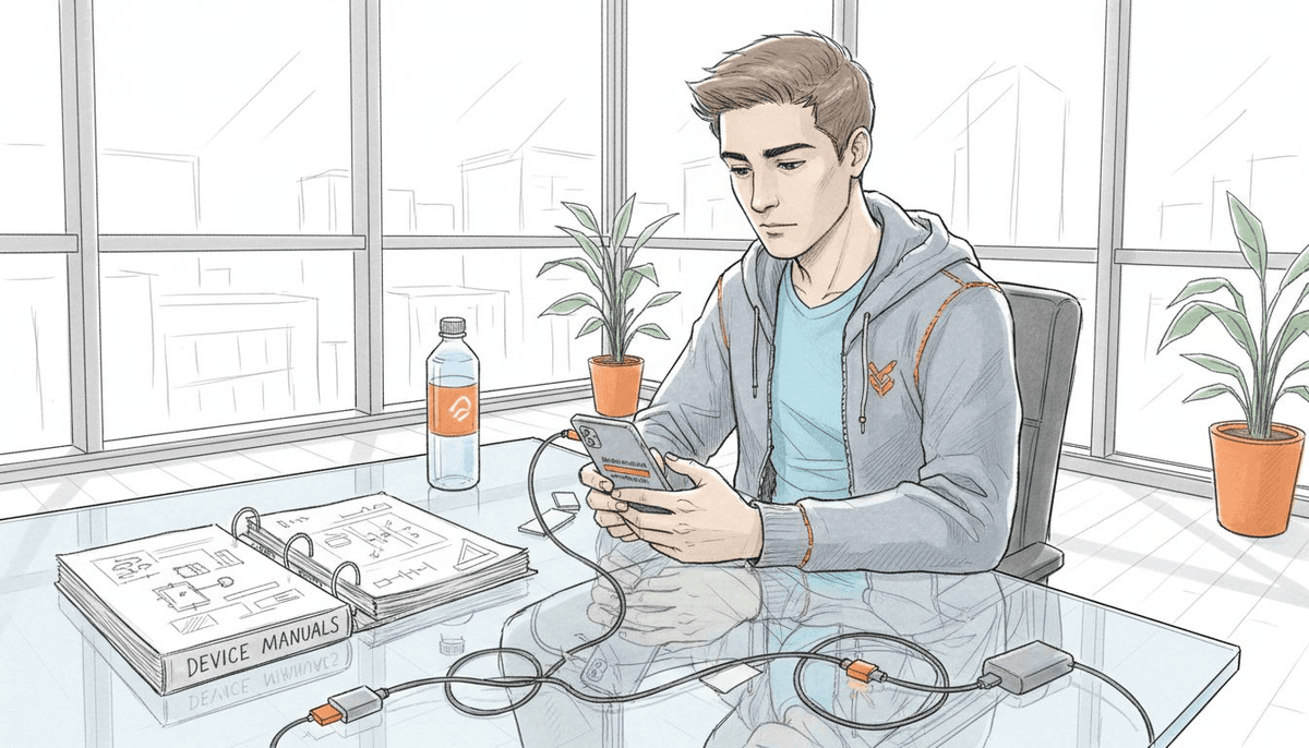Man preparing smartphone for eSIM setup