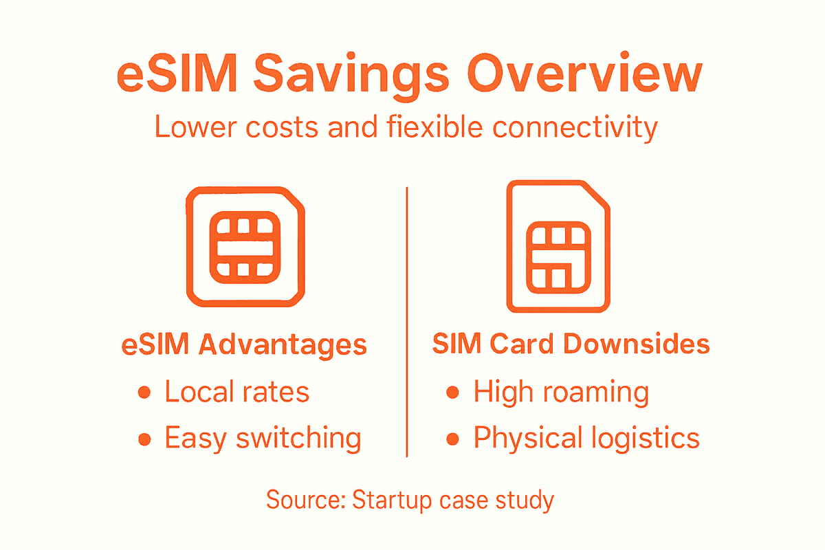 Infographic comparing eSIM to SIM cards