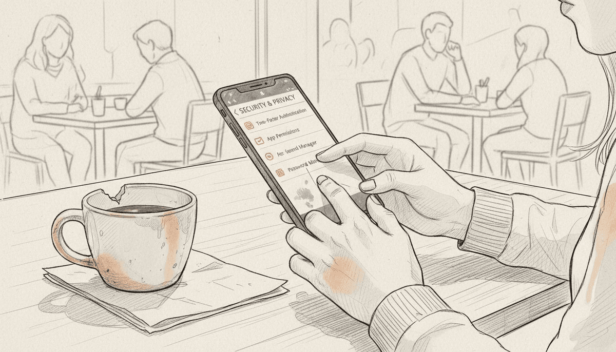 Hands adjusting eSIM security smartphone