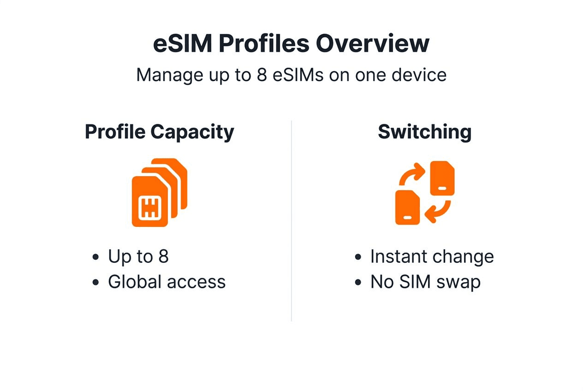 Infographic managing multiple eSIM profiles