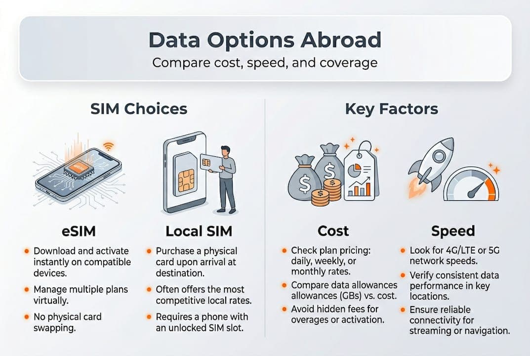 Infographic compares SIM types and data features