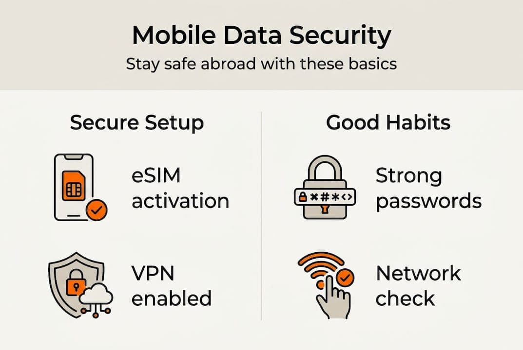 Infographic of key mobile data safety steps