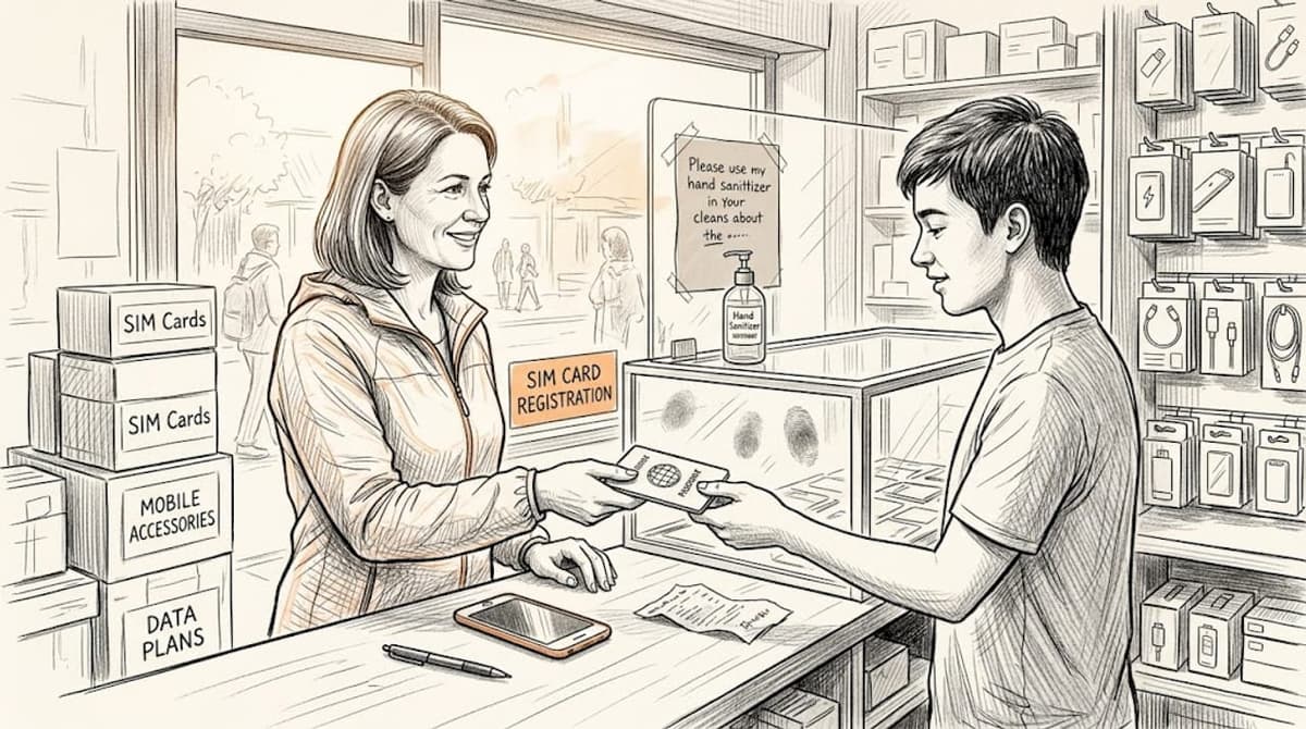 Customer presenting ID for local SIM purchase