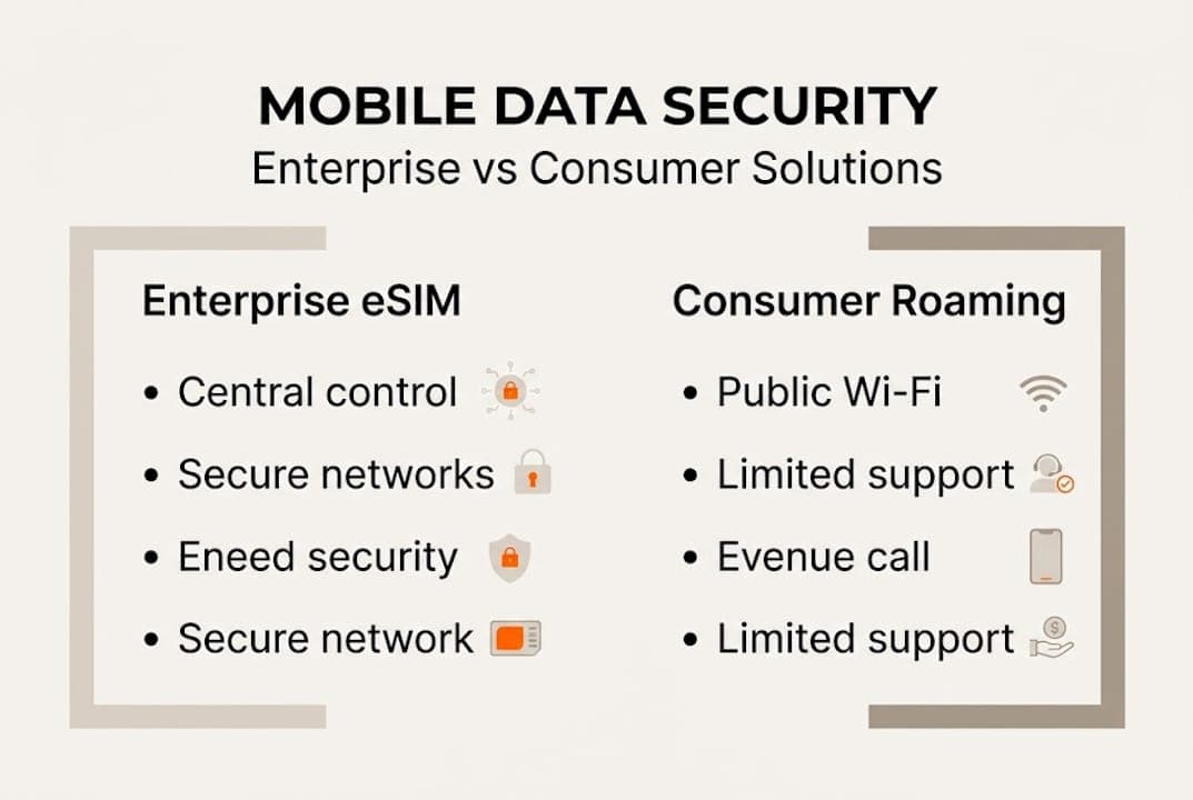 Infographic comparing enterprise and consumer security