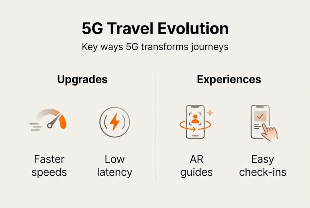 Infographic illustrates 5G travel benefits and features