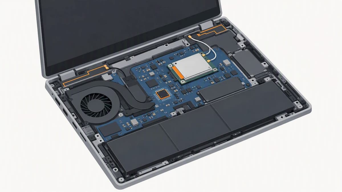 Laptop motherboard with WWAN eSIM module