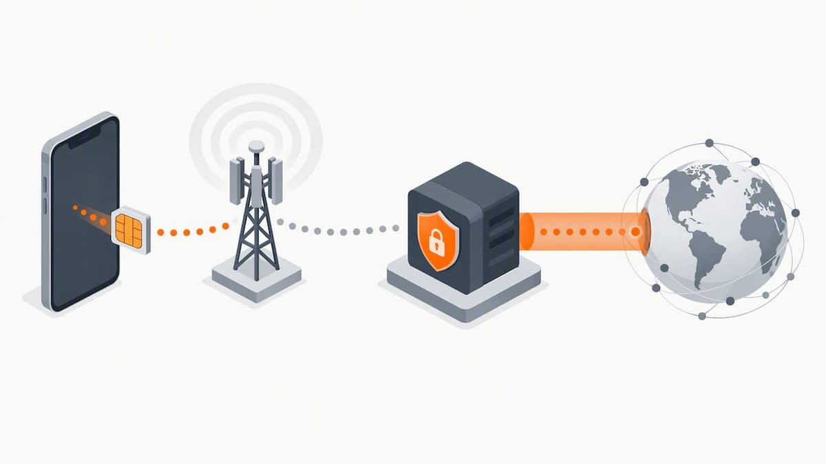 Illustration of eSIM data through VPN encryption