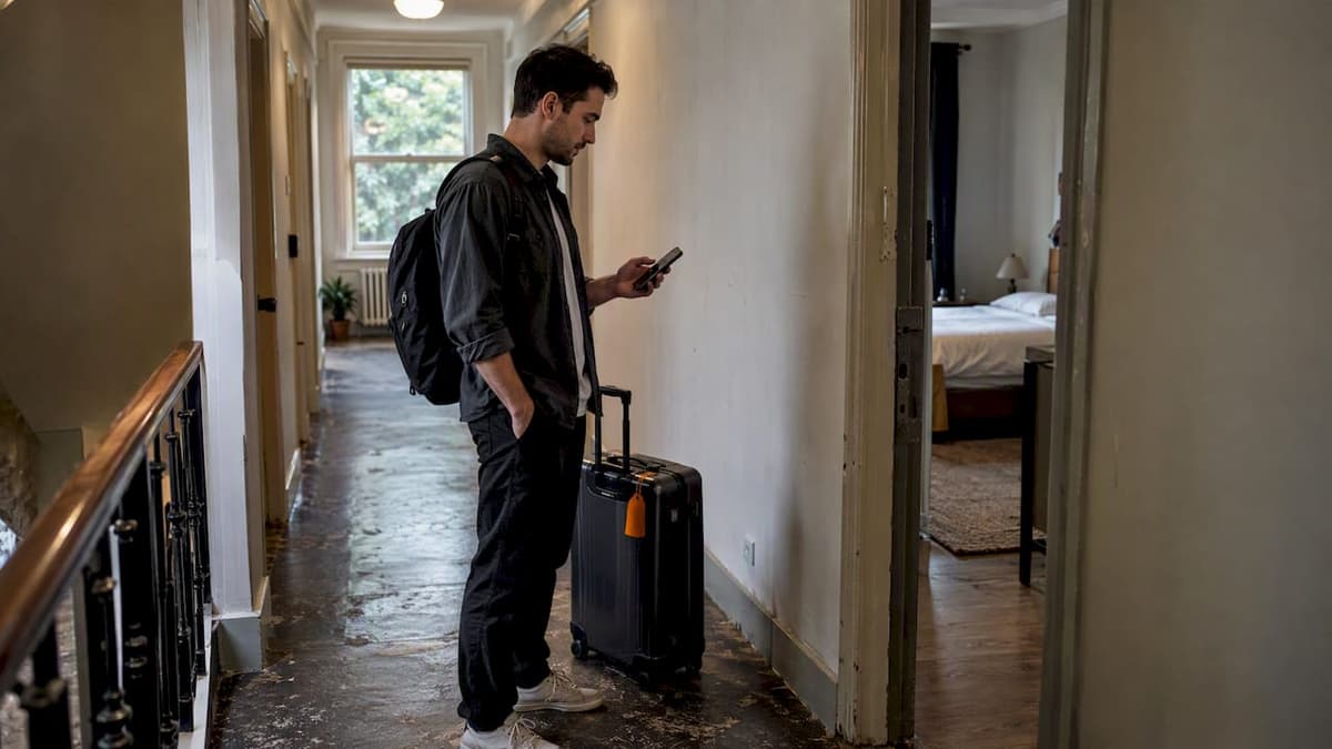 Traveler testing Wi-Fi calling abroad