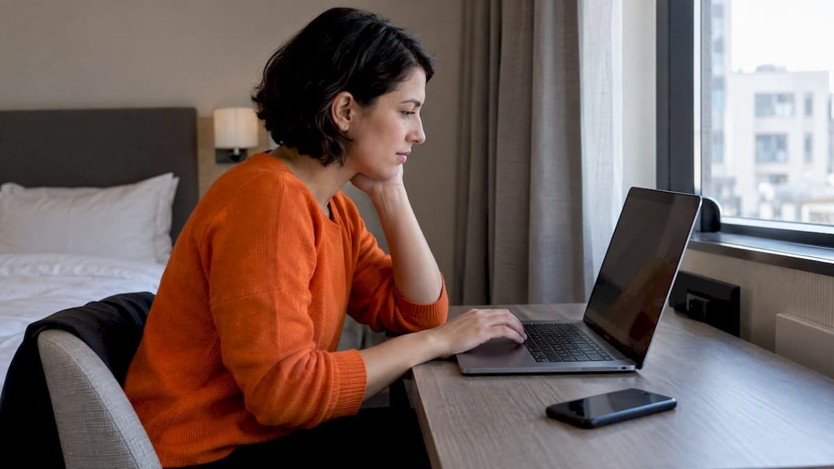 Traveler checking laptop cellular capability